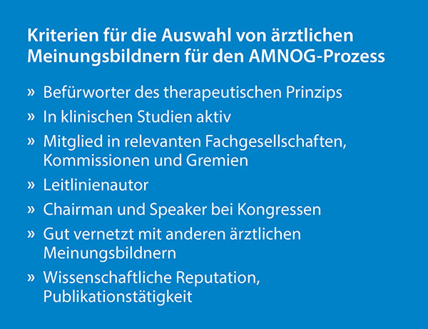 kriterien für die auswahl von ärztlichen meinungsbildnern für den among-prozess